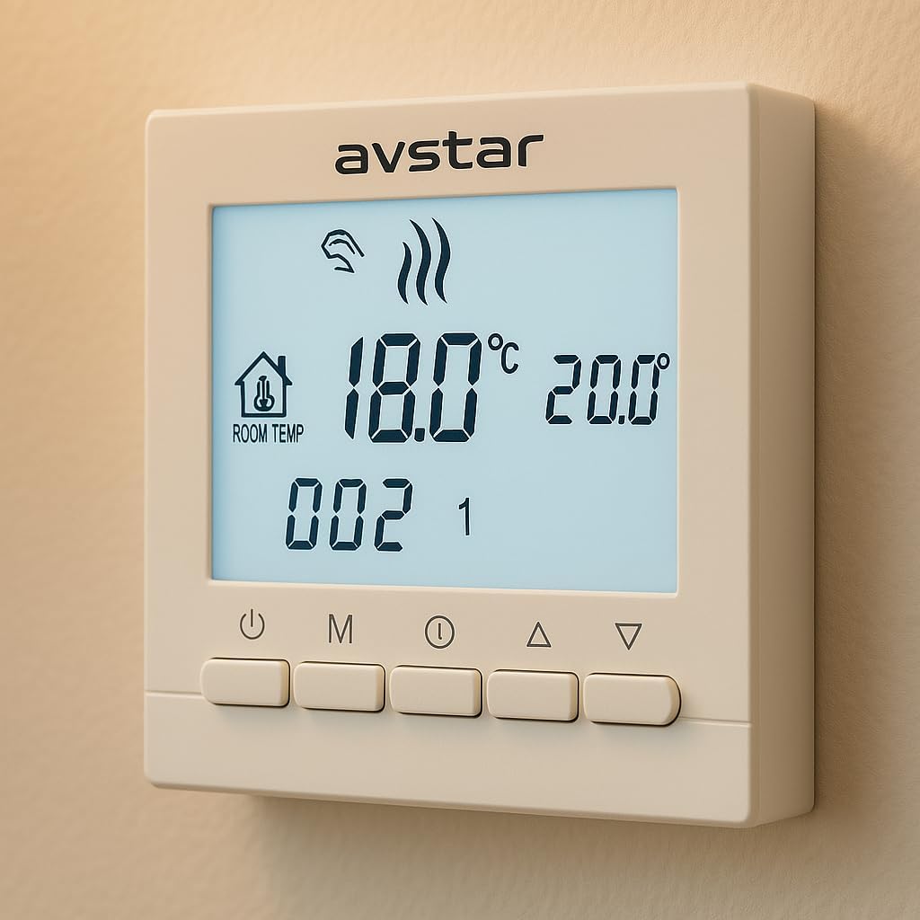 🌡️ Termostat Programabil AVStar pentru Centrală pe Gaz – Afișaj LCD, Control Simplu, Carcasă Elegantă, Alimentare pe Baterii