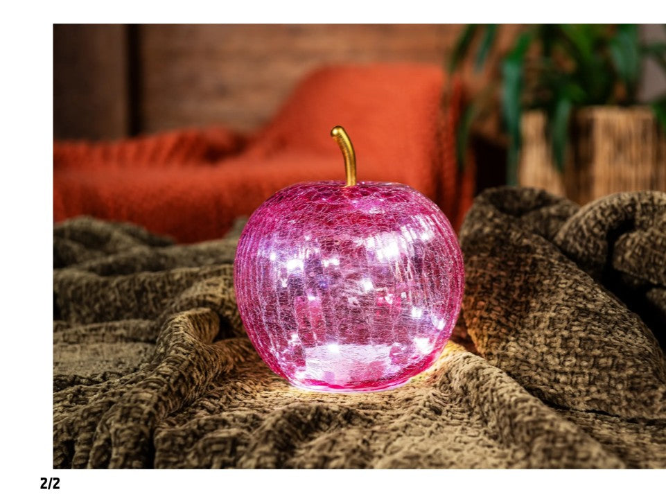 Deko-Apfel Pomo cu LED – Ø 16,5 cm x 20,5 cm – Roz