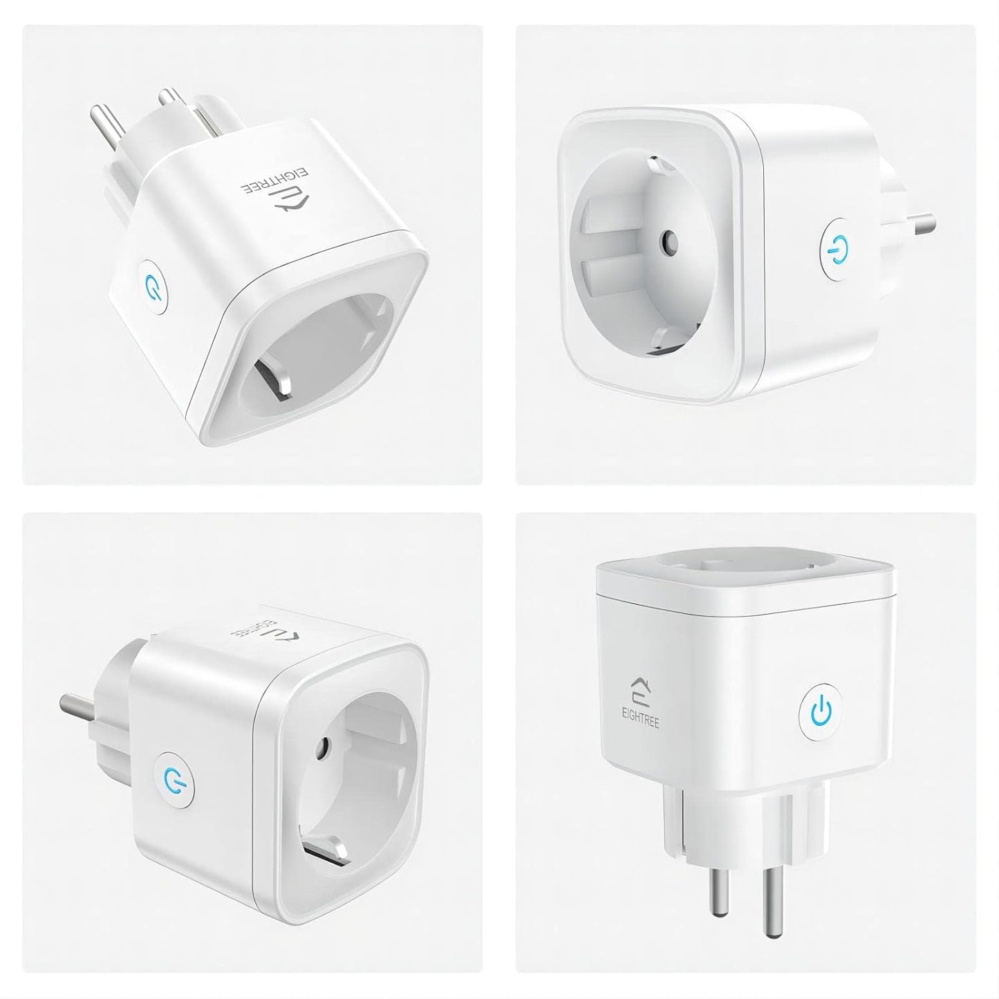 Priză Inteligentă Wi‑Fi 16A cu Măsurare Consum – Compatibilă Alexa, Google Home & SmartThings | Control de la Distanță, Programare, Automatizări | Set 2 Bucăți – EIGHTREE