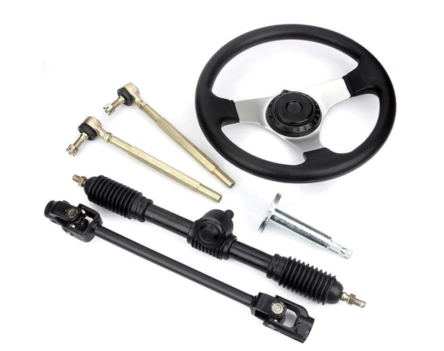 Set Ansamblu Volan Go‑Kart Reglabil – 300 mm, Compatibil Motoare 150–250cc – Volan + Cremalieră + Tije + Ax Reglabil