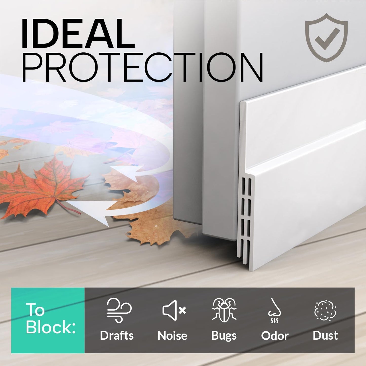 Vellure® Door Draft Stopper – Bandă de etanșare pentru partea de jos a ușii, silicon premium, 100 cm, alb