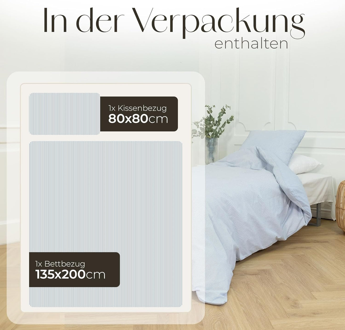 Set lenjerie de pat OMHU Renforce – 135 × 200 cm, bumbac organic 100%, albastru deschis, certificat GOTS