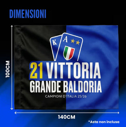 Steag Inter Scudetto sezon 2025/26 100x150 cm – negru/bleu