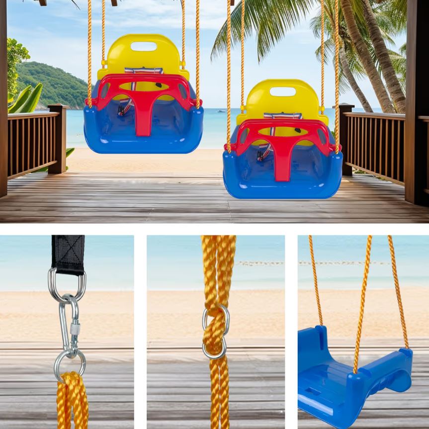 🎠 Leagăn 3‑în‑1 pentru Bebeluși și Copii, KINSPORY, Siguranță Maximă, Reglabil, Interior & Exterior