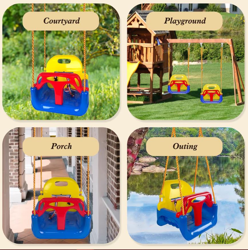 🎠 Leagăn 3‑în‑1 pentru Bebeluși și Copii, KINSPORY, Siguranță Maximă, Reglabil, Interior & Exterior