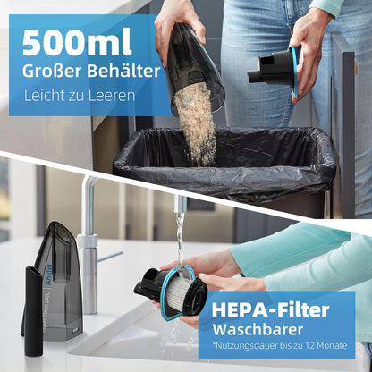 Anktel PowerClean 2400 – Aspirator Portabil fără Fir | 9500Pa, LED, Umed & Uscat, Stație de Încărcare, Filtru HEPA Lavabil