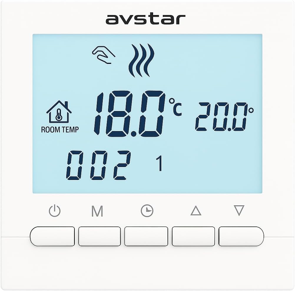 🌡️ Termostat Programabil AVStar pentru Centrală pe Gaz – Afișaj LCD, Control Simplu, Carcasă Elegantă, Alimentare pe Baterii
