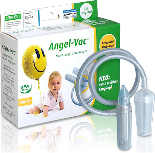 Aspirator nazal pentru bebeluși Angel‑Vac – Compatibil cu aspiratorul casnic, extra‑moale, eficient și sigur