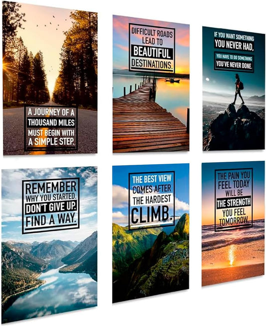 Set 6 Postere Motivaționale – Afișe Inspirationale 11×17 inch pentru Birou, Casă, Sală de Sport