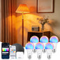 Aigostar Mesh – Set 6 Becuri Smart LED 9W, Bluetooth Mesh, E27, RGB + 2700K–6500K, 806 lm (cu Gateway & Telecomandă)