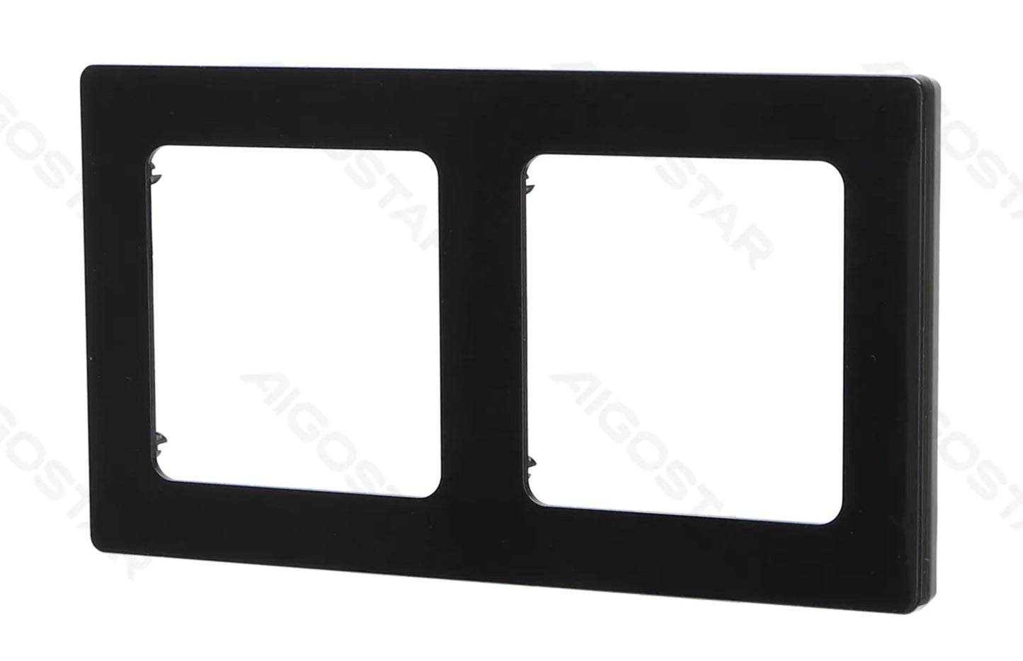 Ramă dublă Aigostar, 2 Module, Negru, Montaj Îngropat – PC rezistent, Design Modern