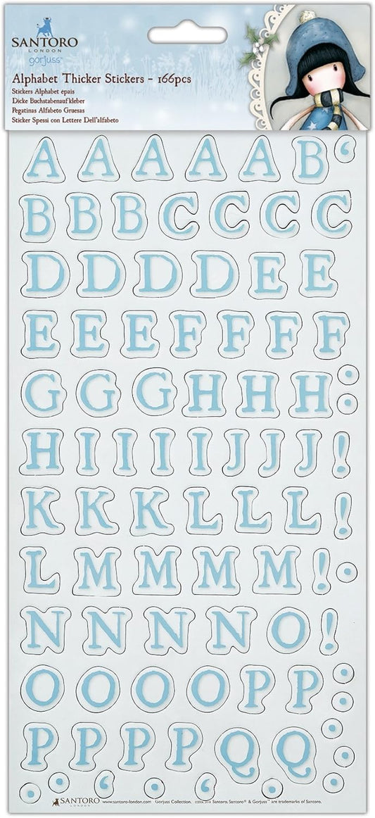 Set Stickere Alfabet Santoro Gorjuss – 166 Piese, Model de Crăciun, Ideal pentru Scrapbooking & Crafting