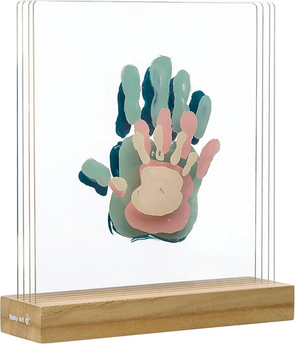 Baby Art Family Touch – Kit Amprentă pentru Întreaga Familie, cu Bază din Lemn