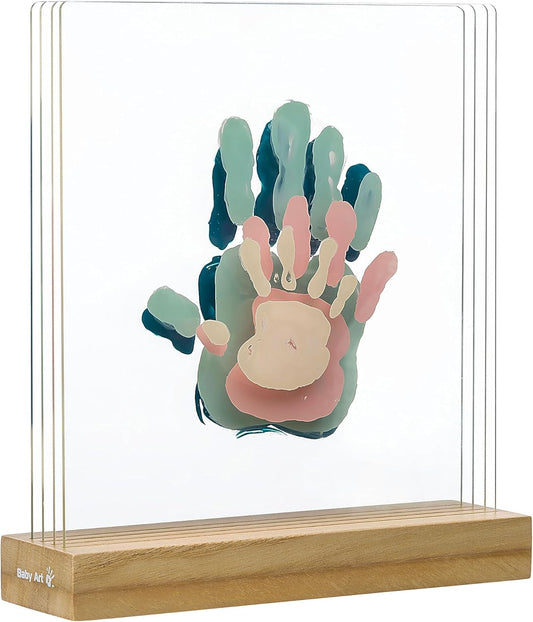 Baby Art Family Touch – Kit Amprentă pentru Întreaga Familie, cu Bază din Lemn