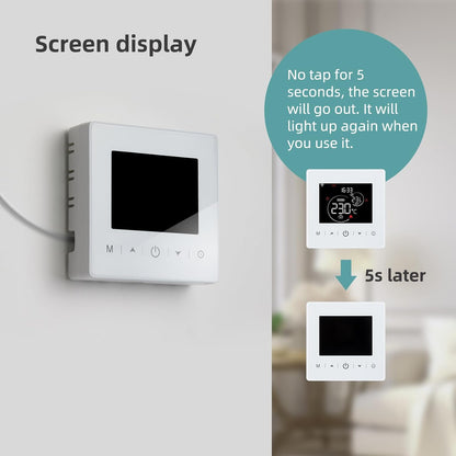 Termostat inteligent Beok WR‑03 – WiFi, 2 fire, alimentare pe baterii, compatibil Tuya/Smart Life, control vocal Alexa & Google