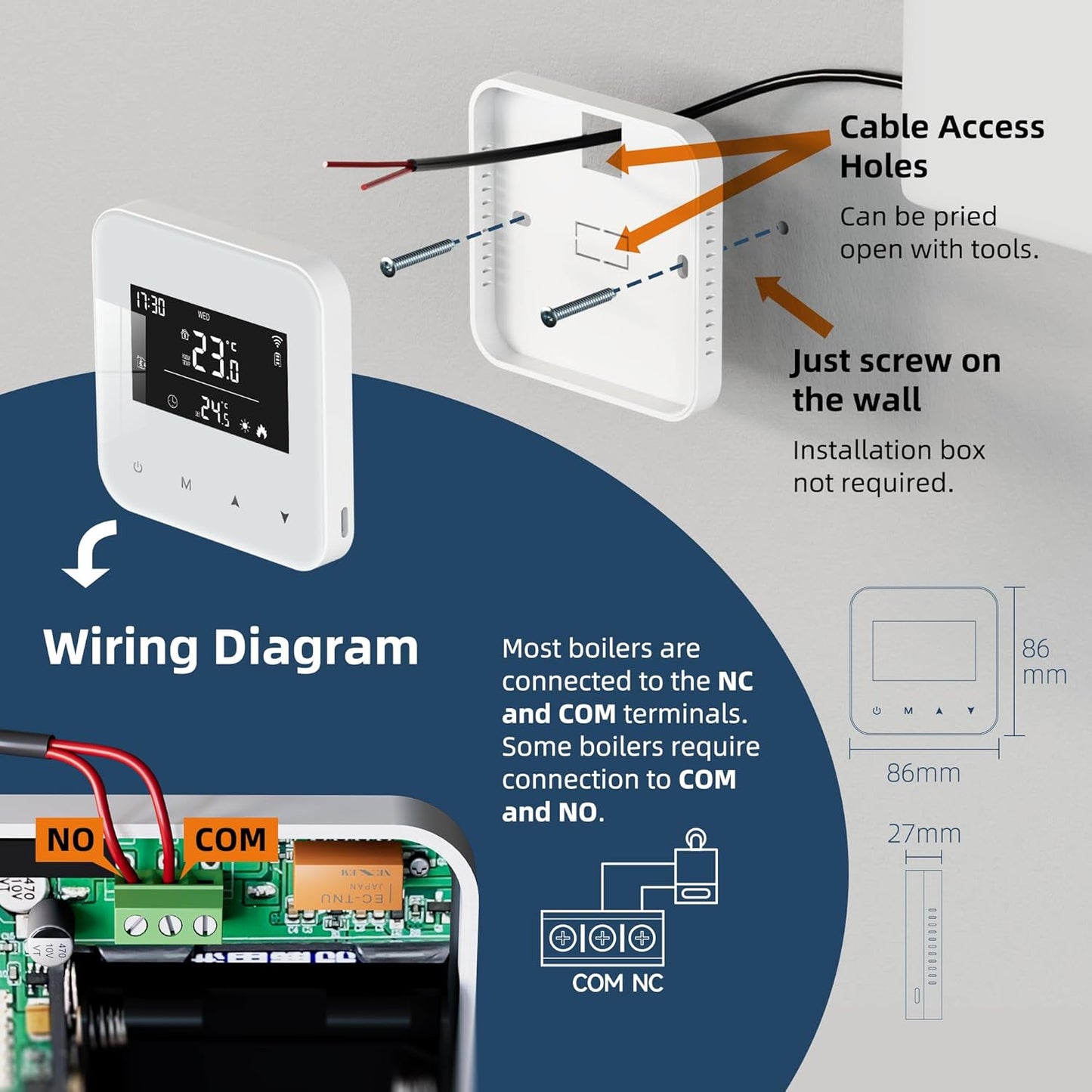 Termostat Smart pentru Centrală Termică – BEOK Controls (Ecran Negru)