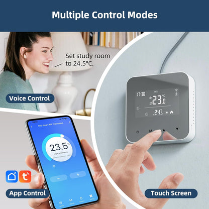 Termostat Smart WiFi pentru Centrală Termică cu 2 Fire – BEOK CONTROLS | Compatibil Alexa & Google, Programabil, Montaj de Suprafață, Alimentare pe Baterii