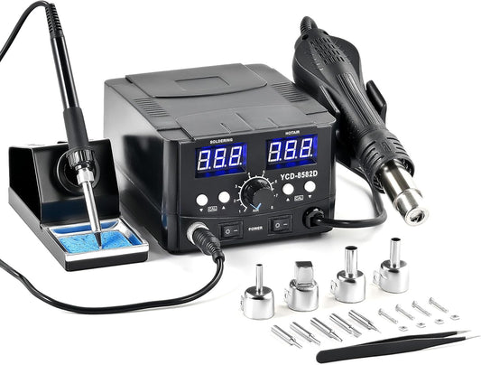 Stație de lipit CREWORKS 2‑în‑1 – 750W Aer Cald + 75W Letcon, Control Digital PID