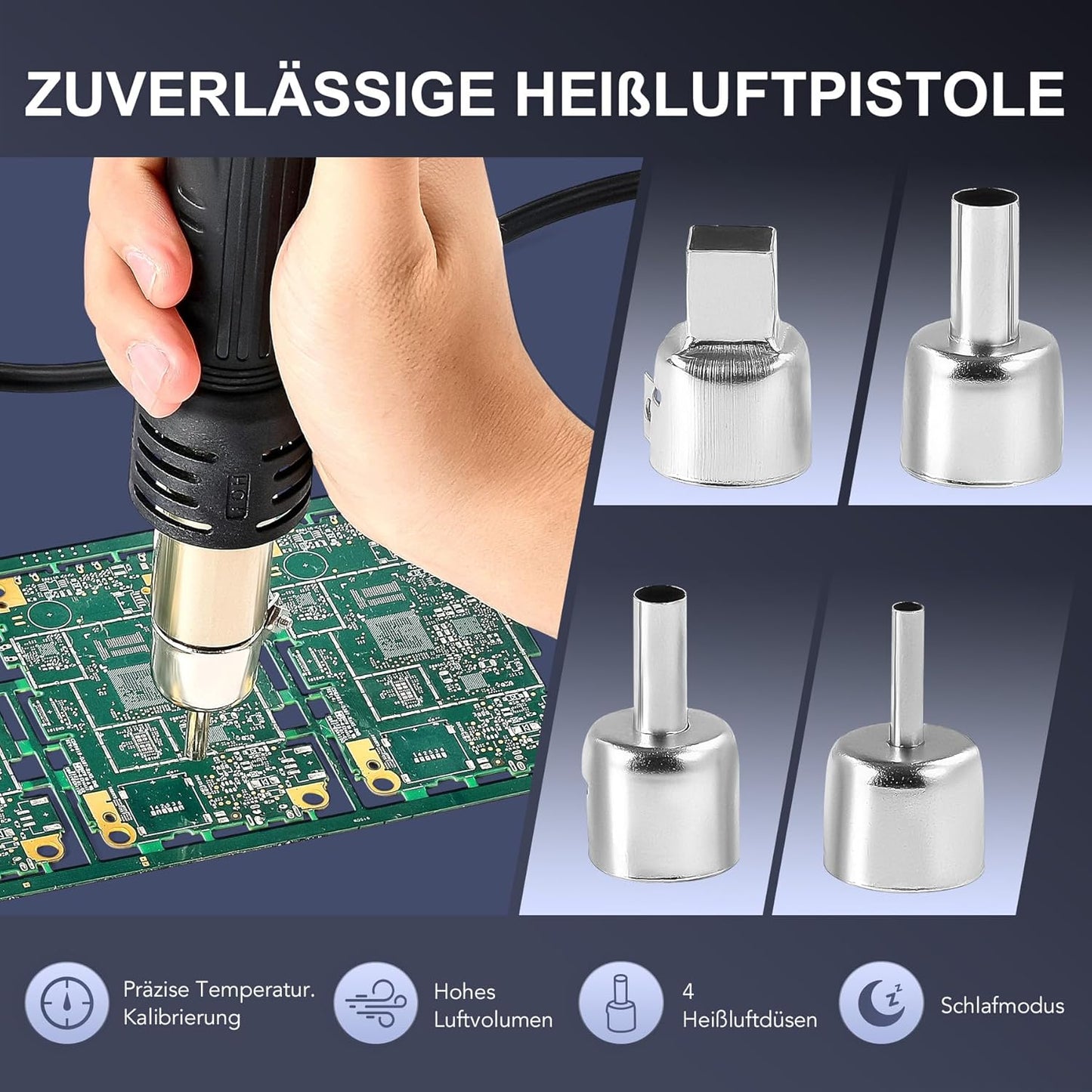 Stație de lipit CREWORKS 2‑în‑1 – 750W Aer Cald + 75W Letcon, Control Digital PID