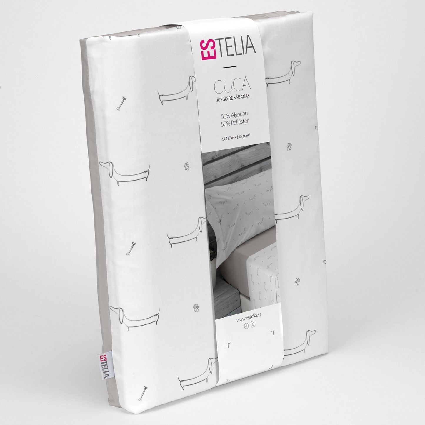 Set de lenjerie de pat Estela – „Cuca Piedra”, 4 piese, 50% bumbac – 50% poliester, 144 fire