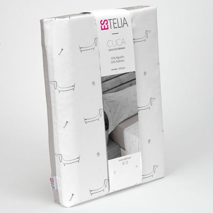 Set de lenjerie de pat Estela – „Cuca Piedra”, 4 piese, 50% bumbac – 50% poliester, 144 fire