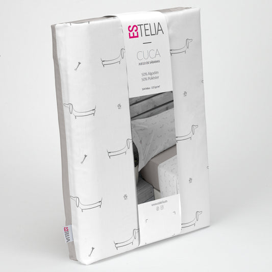 Set de lenjerie de pat Estela – „Cuca Piedra”, 4 piese, 50% bumbac – 50% poliester, 144 fire