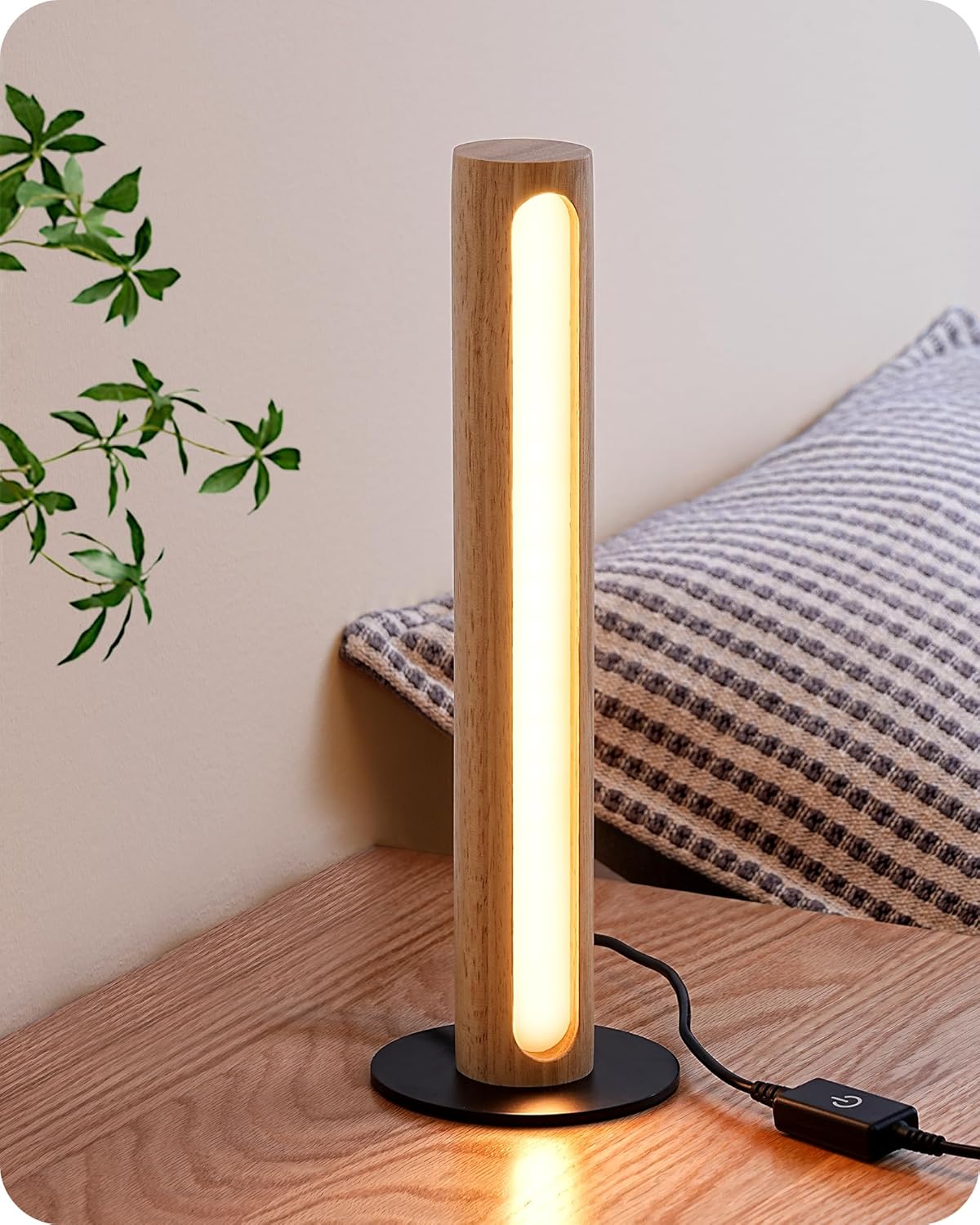 Lampă de masă EDISHINE – LED integrat, tactilă, dimabilă, 3 temperaturi de culoare, design modern din lemn