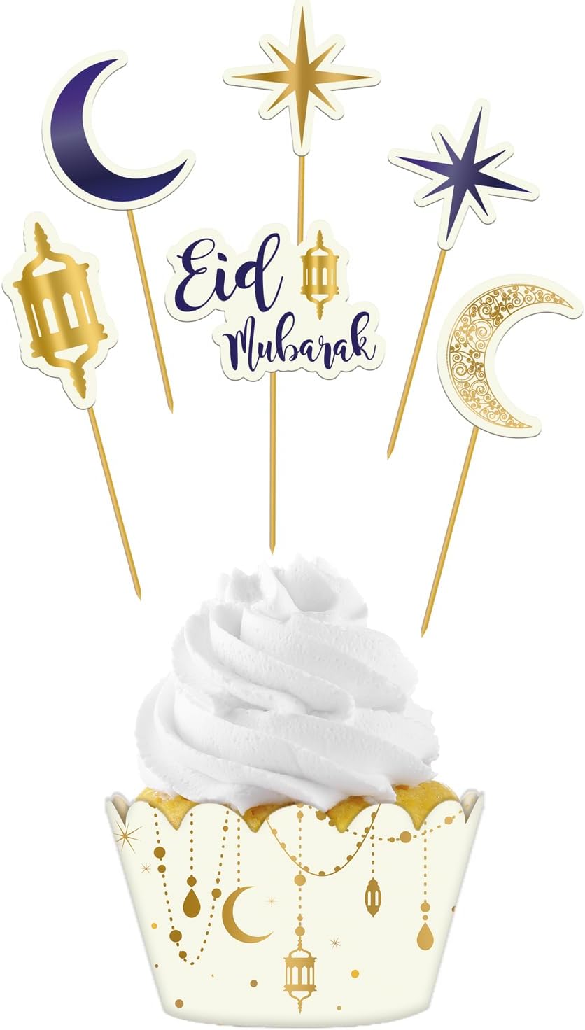 Set decorațiuni pentru brioșe Eid Mubarak – Folat 24895, 12 piese, tematică Ramadan