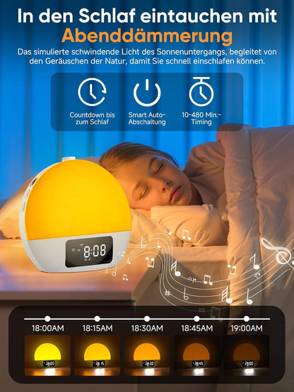 🌅 Foryond Daylight Alarm Clock – Ceas cu Alarmă și Simulare de Răsărit pentru Trezire Naturală