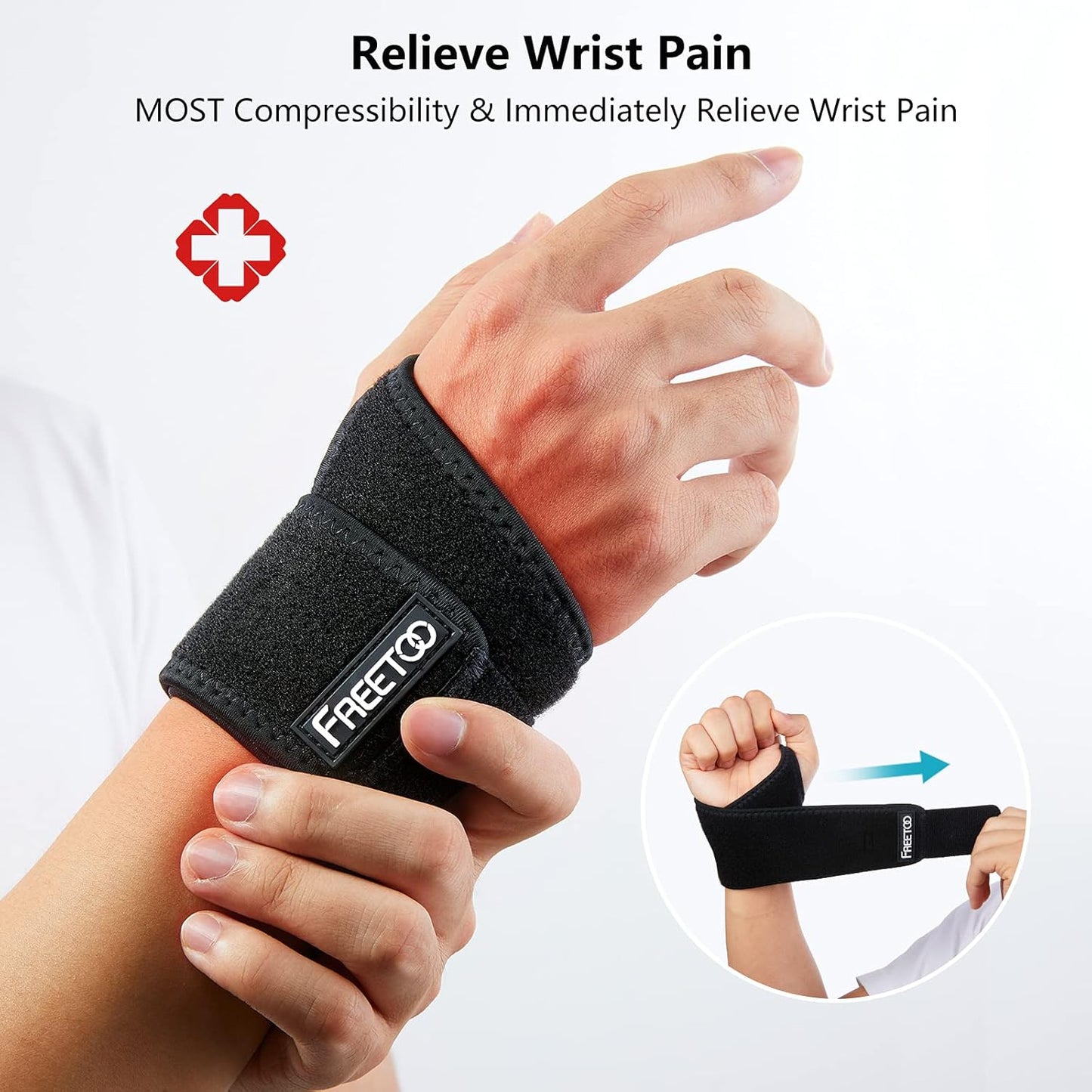 FREETOO – Bandaj pentru Încheietura Mâinii – Suport Reglabil pentru Sport, Fitness și Tendinită (Universal Dreapta/Stânga)