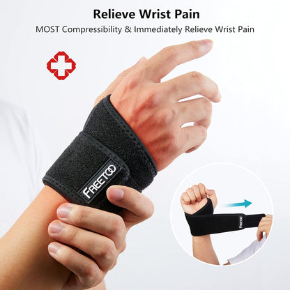 FREETOO – Bandaj pentru Încheietura Mâinii – Suport Reglabil pentru Sport, Fitness și Tendinită (Universal Dreapta/Stânga)