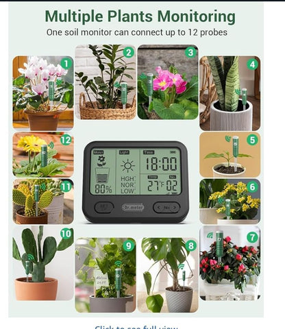 Dr.meter 4‑în‑1 – Senzor Wireless pentru Umiditatea Solului, Lumină, Temperatură și Timp (300 ft / 90 m)