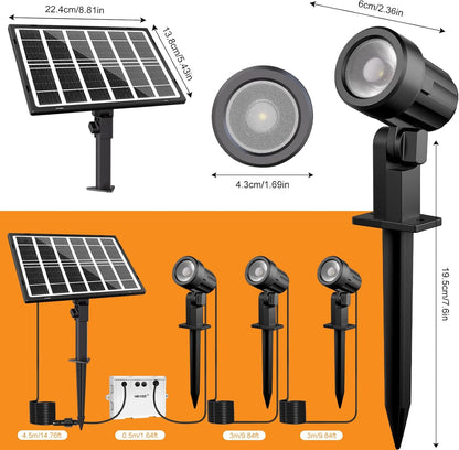 Proiectoare Solare MEIKEE – Set 3 Bucăți, 2700K Warm White, 5000mAh, 3 Moduri, IP66, Exterior Grădină