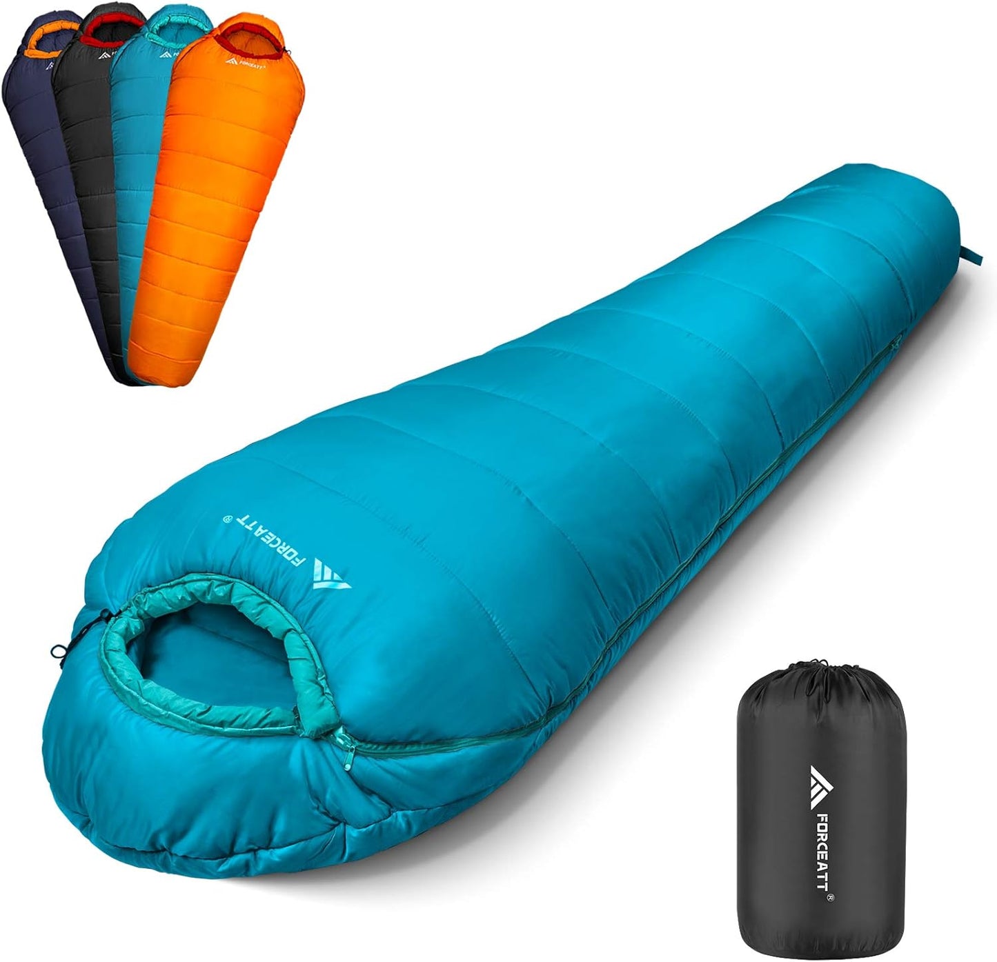 Sac de Dormit Mummy Forceatt – 3 Sezoane, -3°C până la +15°C, Rezistent la Apă, Ușor și Călduros