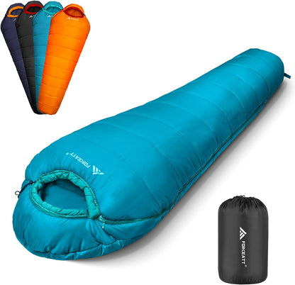 Sac de Dormit Mummy Forceatt – 3 Sezoane, -3°C până la +15°C, Rezistent la Apă, Ușor și Călduros