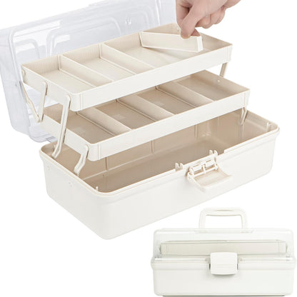 Cutie de Depozitare Creahaus 14” – 3 Niveluri, Compartimente Ajustabile, Plastic Premium, Organizator Multifuncțional (Alb)