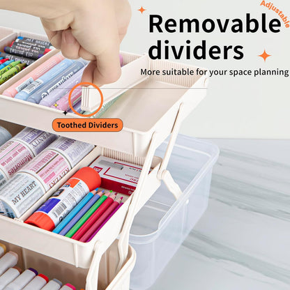 Cutie de Depozitare Creahaus 14” – 3 Niveluri, Compartimente Ajustabile, Plastic Premium, Organizator Multifuncțional (Alb)