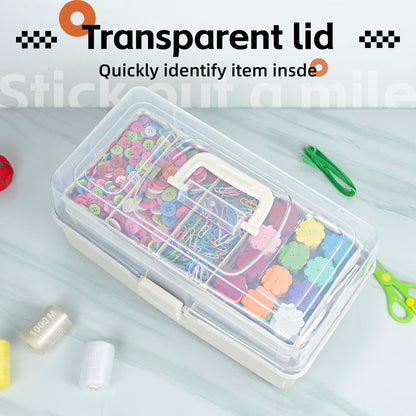 Cutie de Depozitare Creahaus 14” – 3 Niveluri, Compartimente Ajustabile, Plastic Premium, Organizator Multifuncțional (Alb)