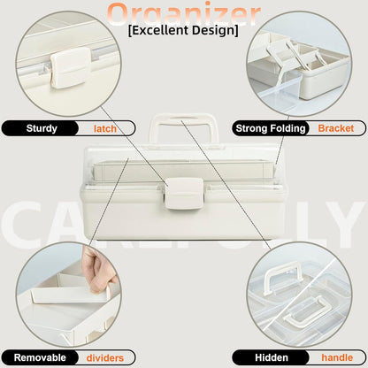 Cutie de Depozitare Creahaus 14” – 3 Niveluri, Compartimente Ajustabile, Plastic Premium, Organizator Multifuncțional (Alb)