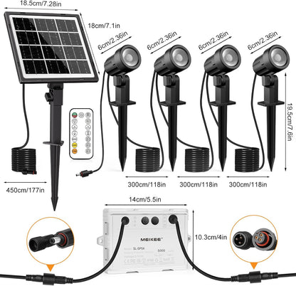 Proiector Solar MEIKEE 4‑în‑1 – 800 Lumeni, 5000mAh, 2500K–6500K, Telecomandă RF, IP66, 20h Autonomie