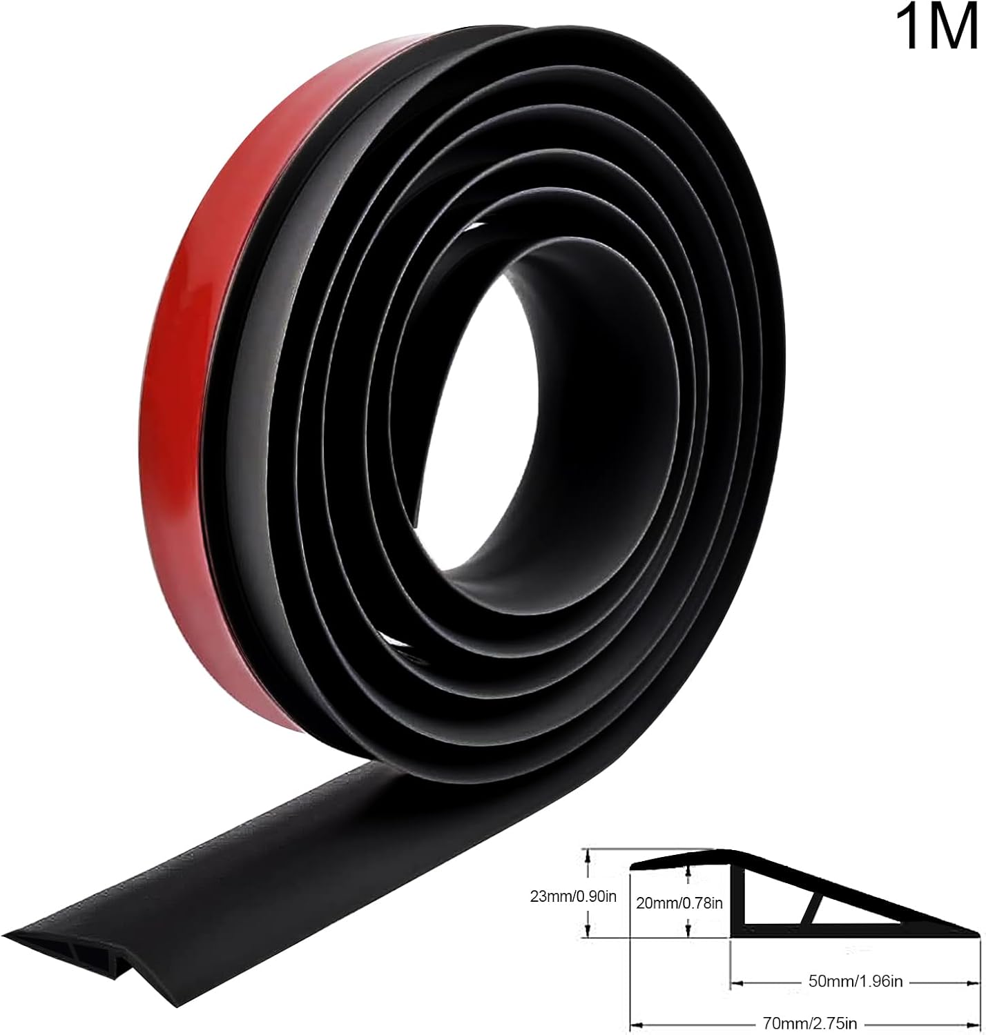 Rampă de Prag Autoadezivă 2 cm – 1 m | PVC Rezistent | Pentru Uși, Băi, Garaje, Scaune cu Rotile & Robot Aspirator
