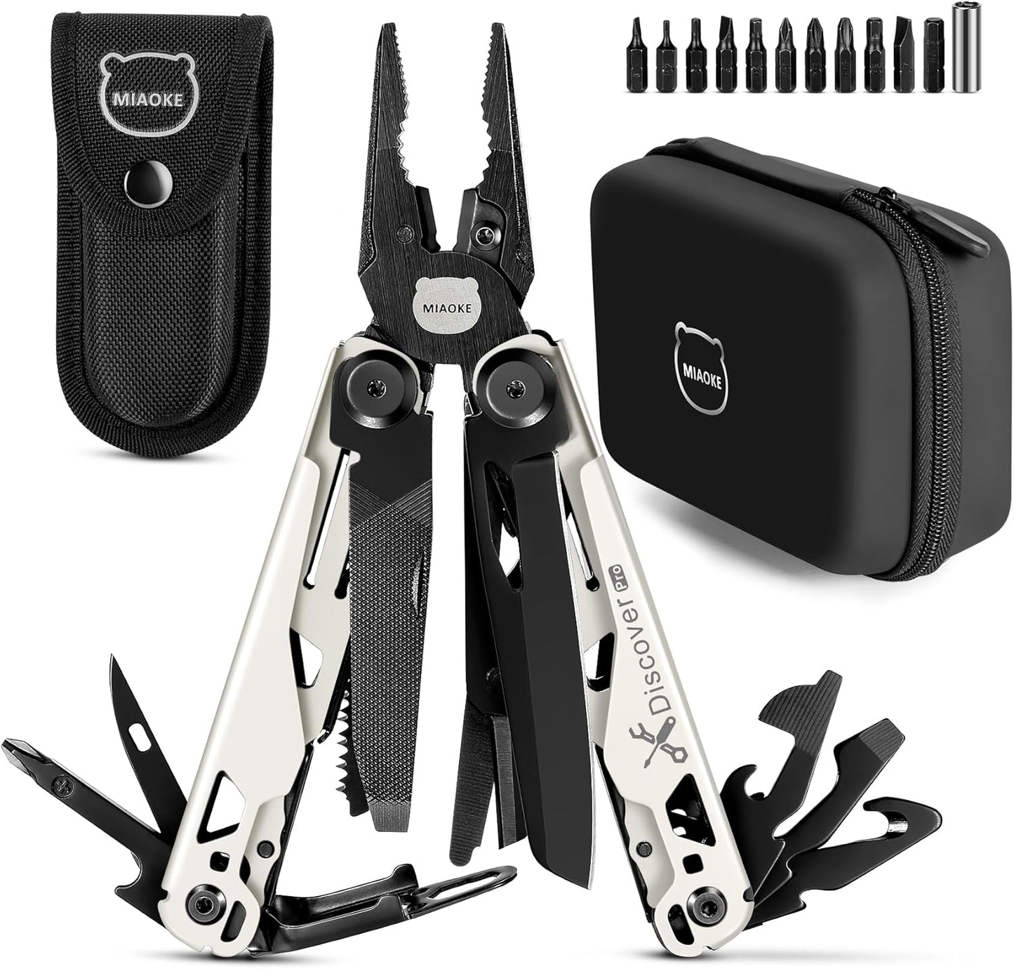 MIAOKE Multitool 23‑în‑1 – Unealtă Multifuncțională din Oțel Inoxidabil cu Cutie Cadou Premium | Pliers, Șurubelnițe, Fierăstrău, Deschizător Sticle | Cadoul Perfect pentru Bărbați