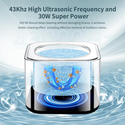 Curățător Ultrasonic pentru Aparat Dentar, Gutieră și Bijuterii – 30W, 43kHz, 200 ml | Curățare Profesională în 5 Minute