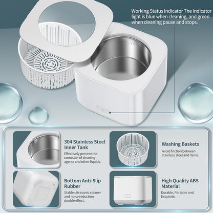 Curățător Ultrasonic pentru Aparat Dentar, Gutieră și Bijuterii – 30W, 43kHz, 200 ml | Curățare Profesională în 5 Minute