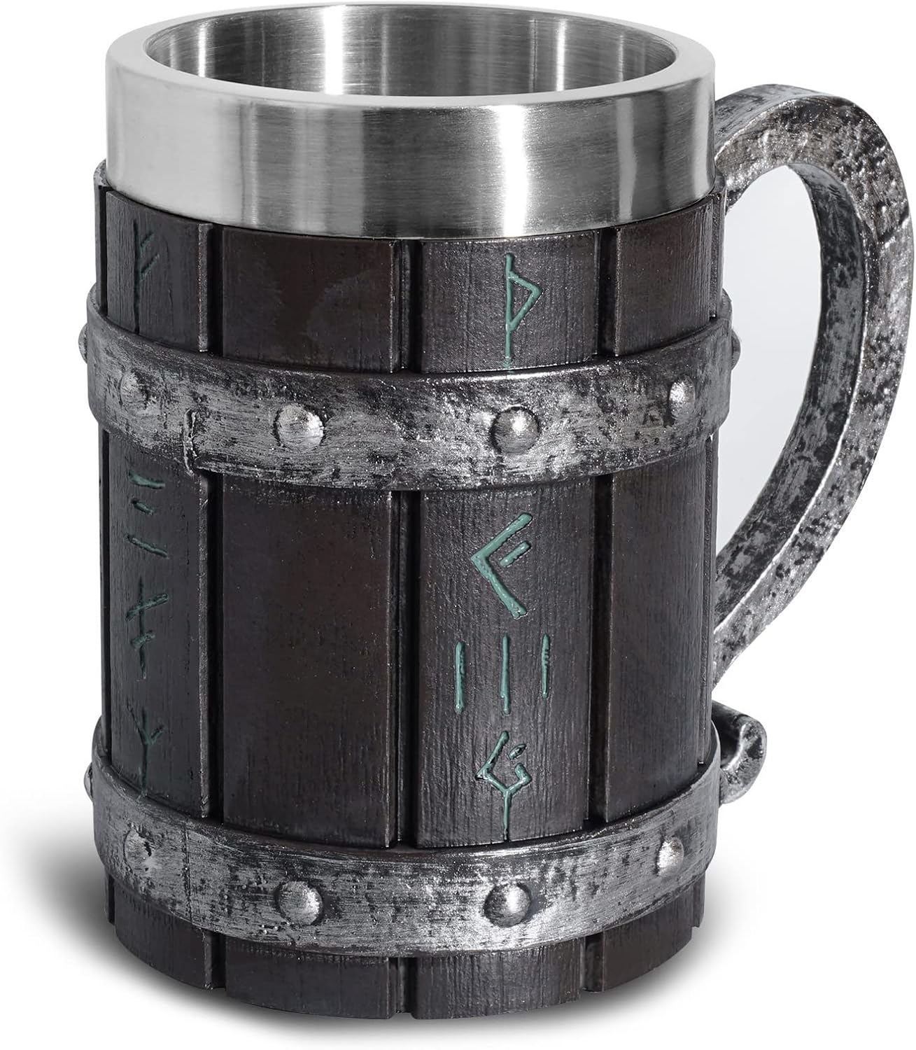 Cană Vikingă din Stejar cu Inserție din Oțel Inoxidabil, 550 ml