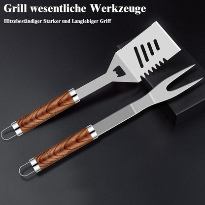 Set Grilliance 38 Piese – Accesorii BBQ din Oțel Inoxidabil cu Husă de Transport & Grill Mat