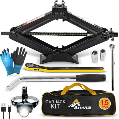 Cric Auto Foarfecă 1.5 Tone AMVIA – Cu Cheie Inclusă | Ridicare Rapidă, Stabilă și Sigură | Heavy Duty