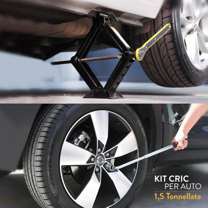 Cric Auto Foarfecă 1.5 Tone AMVIA – Cu Cheie Inclusă | Ridicare Rapidă, Stabilă și Sigură | Heavy Duty