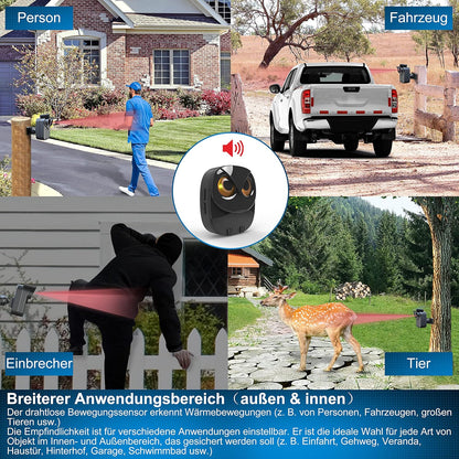 Sistem de Alarmă Wireless pentru Alee – Rază 800 m, Senzor Mișcare Exterior/Interior, Rezistent la Intemperii | HTZSAFE