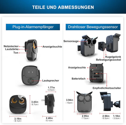 Sistem de Alarmă Wireless pentru Alee – Rază 800 m, Senzor Mișcare Exterior/Interior, Rezistent la Intemperii | HTZSAFE